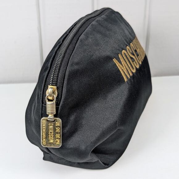 Authentic 90s Vintage Moschino Redwall 40970 Black and Gold Zip Pouch Bag *READ - Picture 6 of 15
